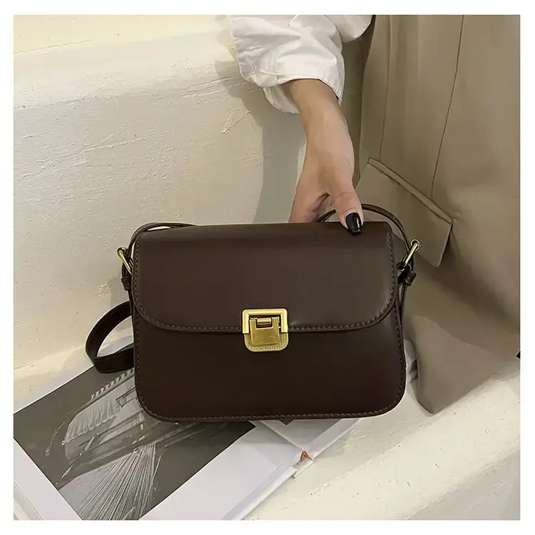 Brown Crossbody Bag with Gold Clasp for Women — feature 25
