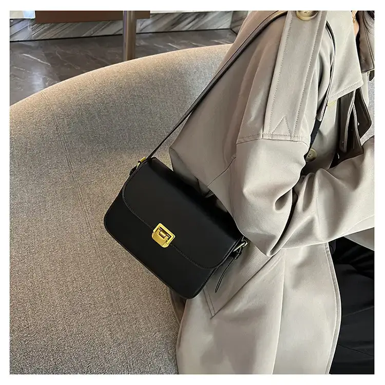 Brown Crossbody Bag with Gold Clasp for Women — feature 32