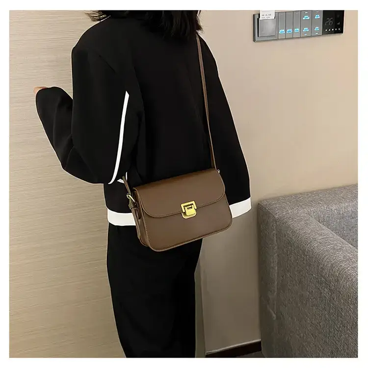 Brown Crossbody Bag with Gold Clasp for Women — feature 33