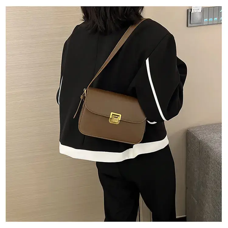 Brown Crossbody Bag with Gold Clasp for Women — feature 34