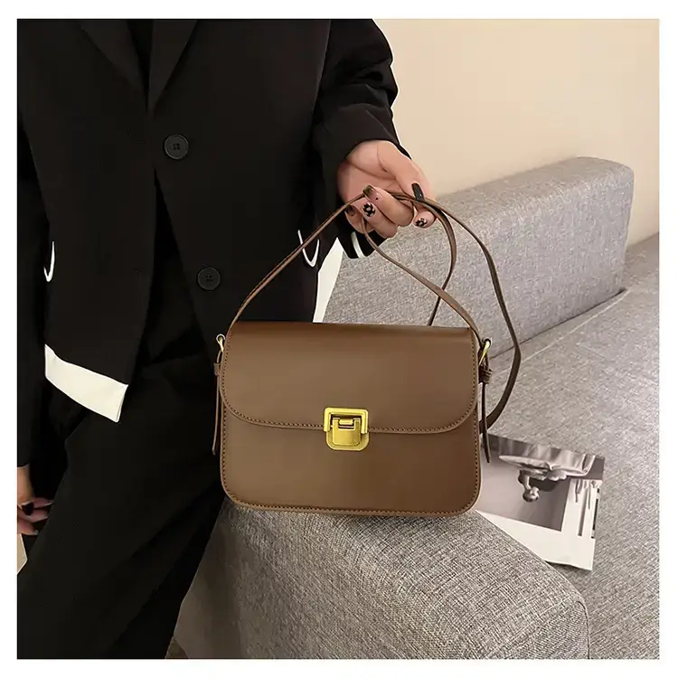 Brown Crossbody Bag with Gold Clasp for Women — feature 36