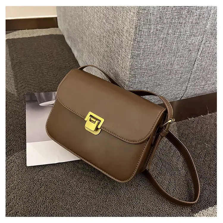 Brown Crossbody Bag with Gold Clasp for Women — feature 41