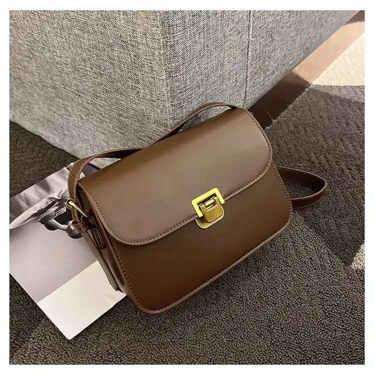 Brown Crossbody Bag with Gold Clasp for Women — feature 42