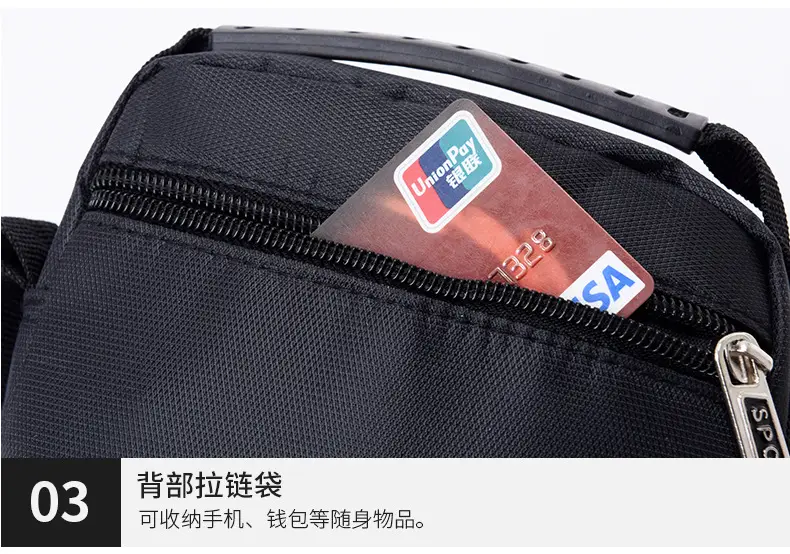 Men's Nylon Messenger Bag Black Vertical Design — feature 13