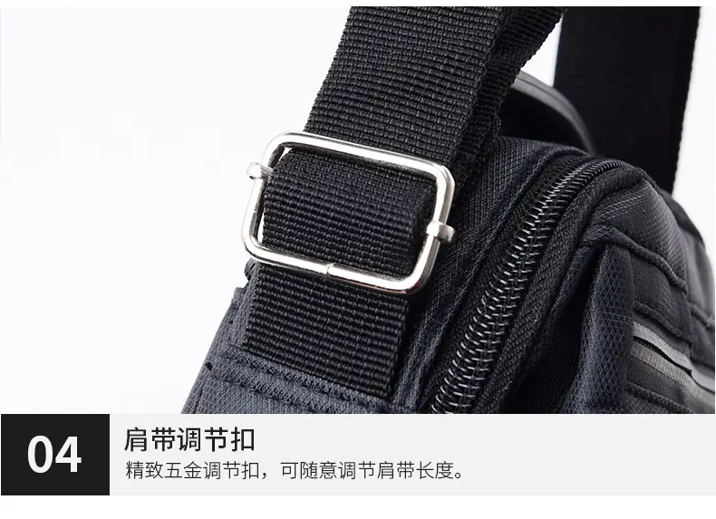 Men's Nylon Messenger Bag Black Vertical Design — feature 14