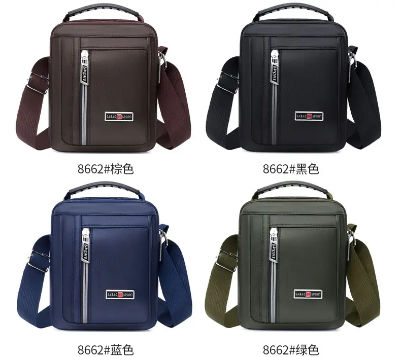 Men's Nylon Messenger Bag Black Vertical Design — feature 6