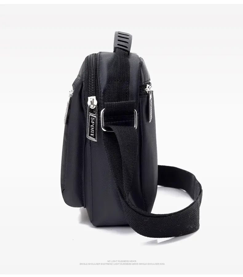 Men's Nylon Messenger Bag Black Vertical Design — feature 8