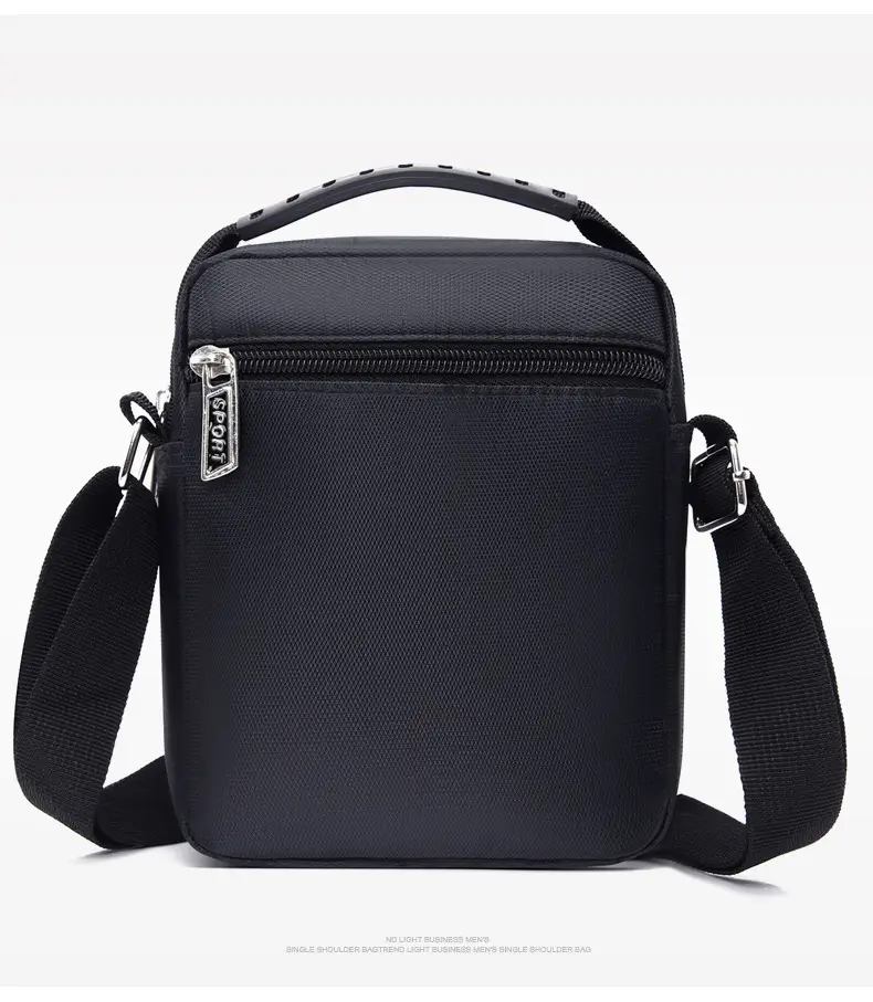 Men's Nylon Messenger Bag Black Vertical Design — feature 9
