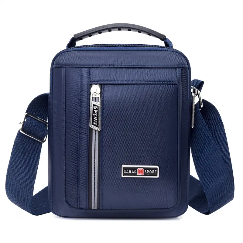 Men's Nylon Messenger Bag Black Vertical Design - Image 4