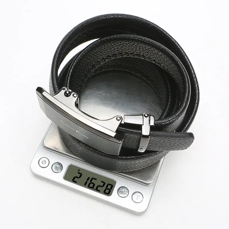 Men's Black Automatic Buckle Belt Real Two-Layer Cowhide - Image 7