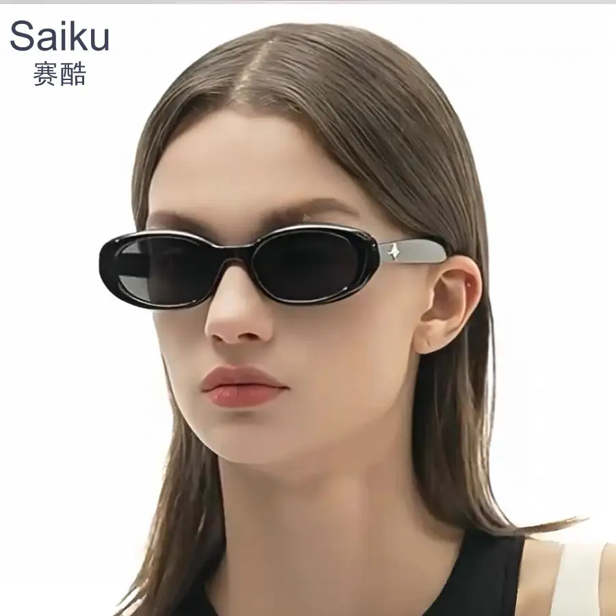Men Women Korean Cat Eye Sunglasses Black High Visibility