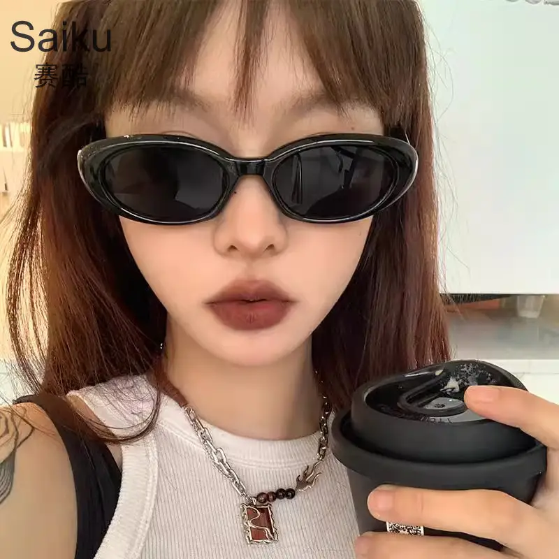 Men Women Korean Cat Eye Sunglasses Black High Visibility