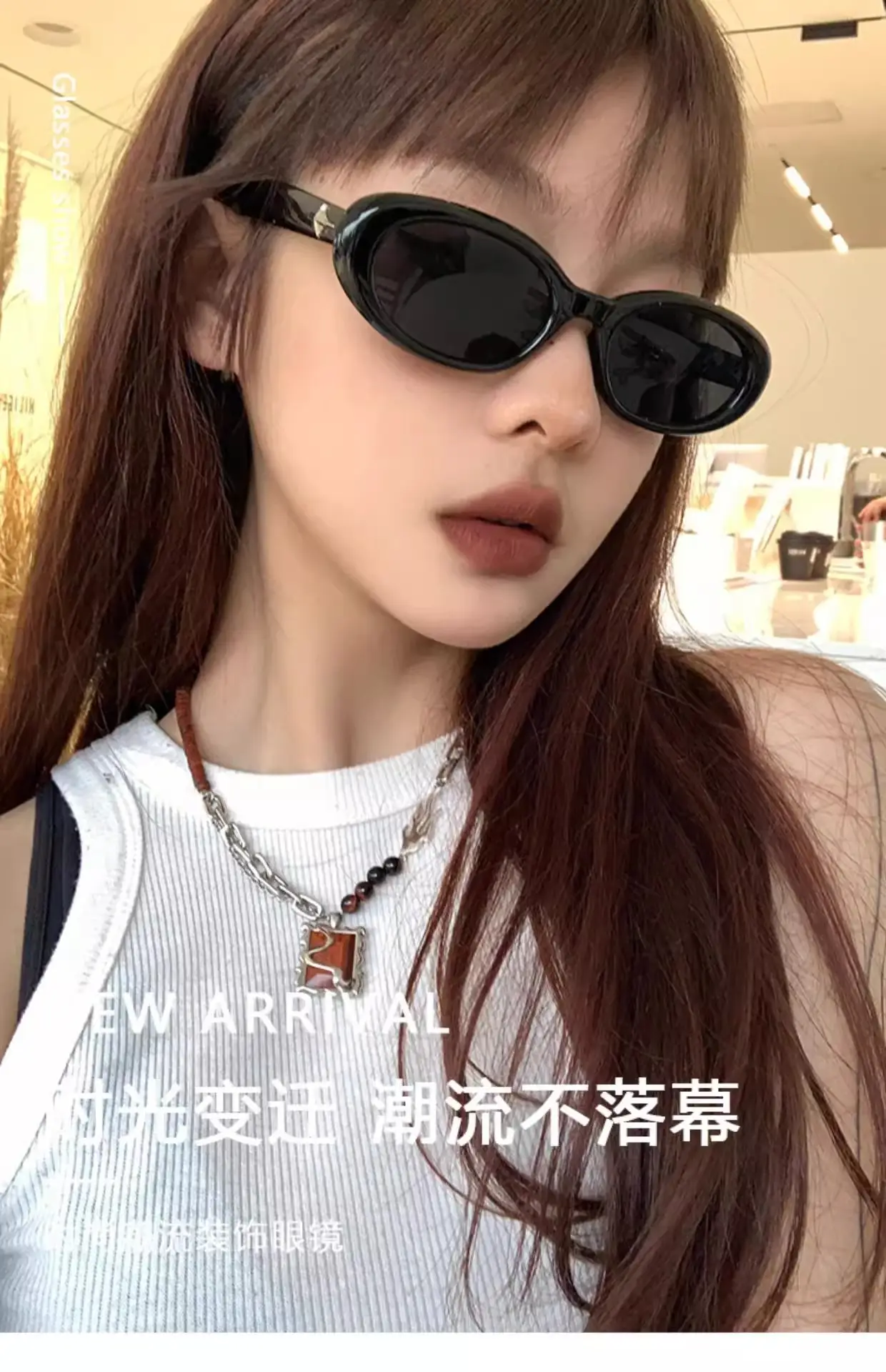 Men Women Korean Cat Eye Sunglasses Black High Visibility — feature 2