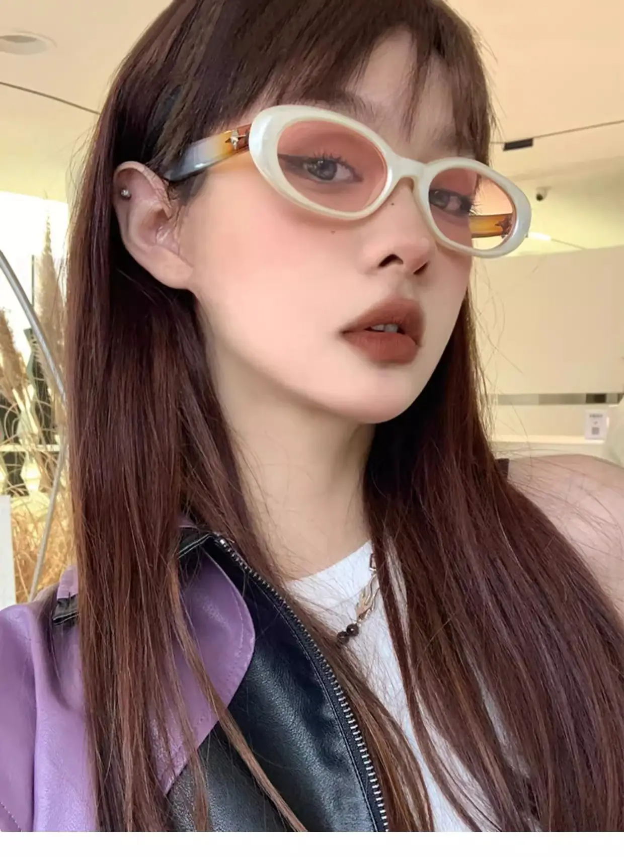 Men Women Korean Cat Eye Sunglasses Black High Visibility — feature 9