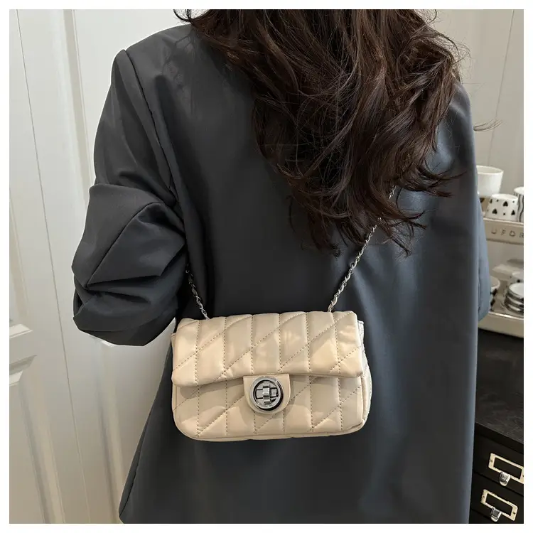 White Quilted Chain Shoulder Bag for Women — feature 11