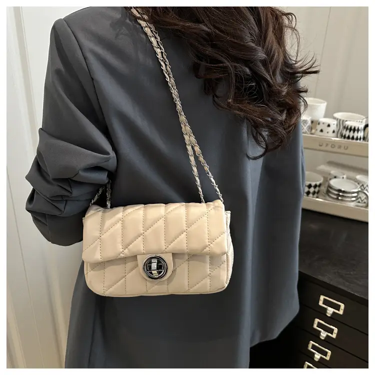 White Quilted Chain Shoulder Bag for Women — feature 13