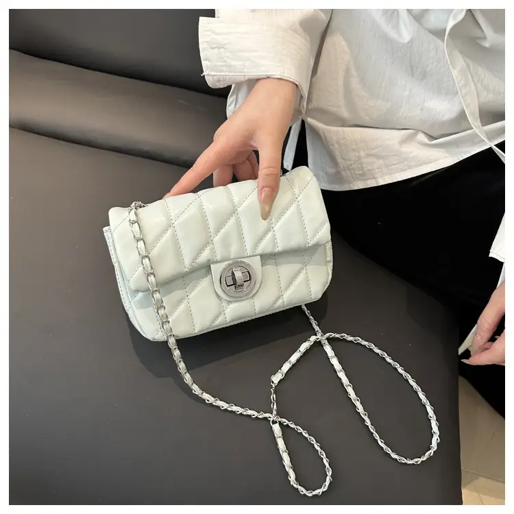 White Quilted Chain Shoulder Bag for Women — feature 22