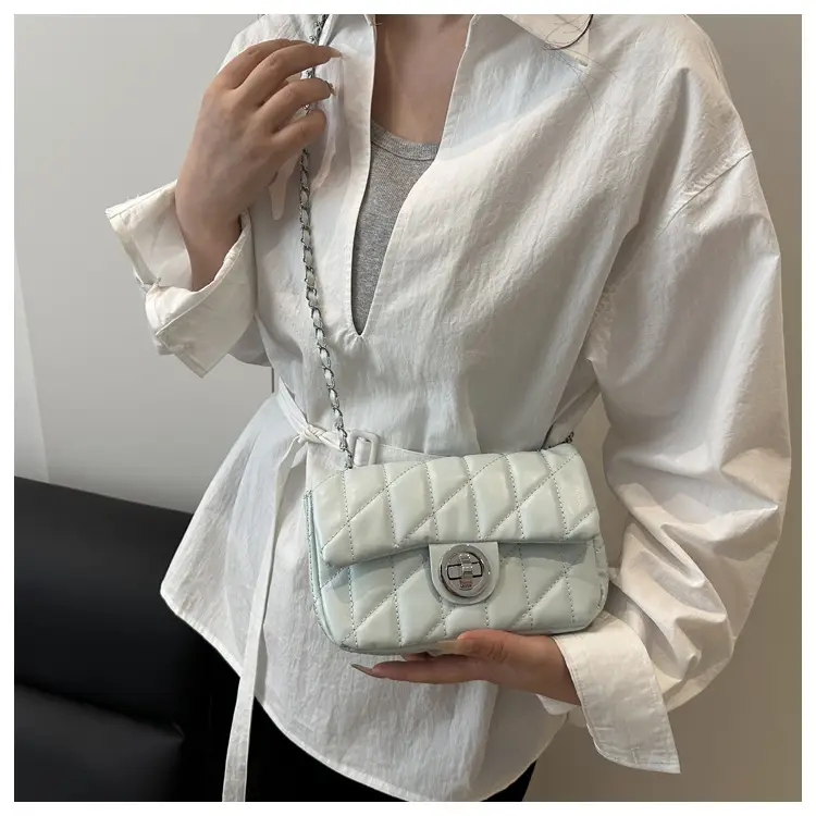 White Quilted Chain Shoulder Bag for Women — feature 23