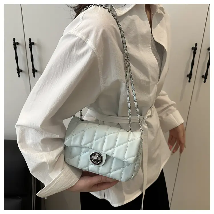 White Quilted Chain Shoulder Bag for Women — feature 27