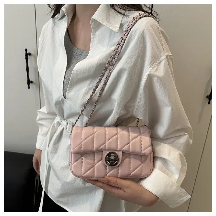 White Quilted Chain Shoulder Bag for Women — feature 34