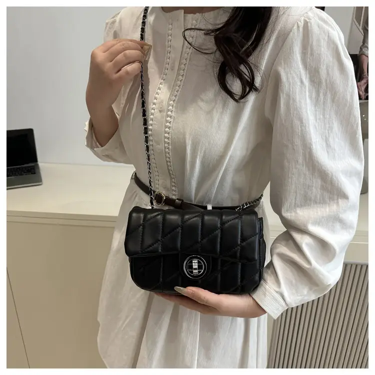 White Quilted Chain Shoulder Bag for Women — feature 37