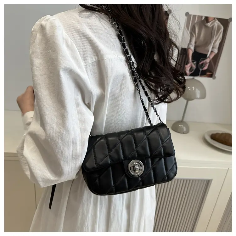 White Quilted Chain Shoulder Bag for Women — feature 41