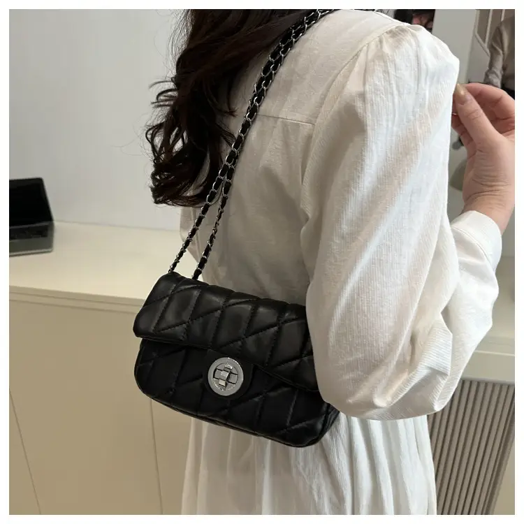 White Quilted Chain Shoulder Bag for Women — feature 43