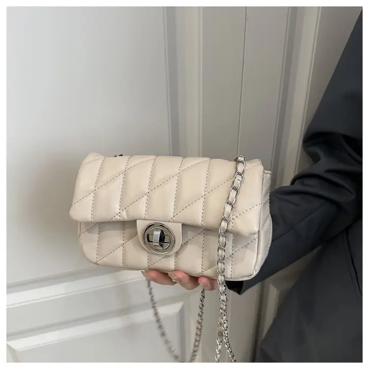 White Quilted Chain Shoulder Bag for Women — feature 8