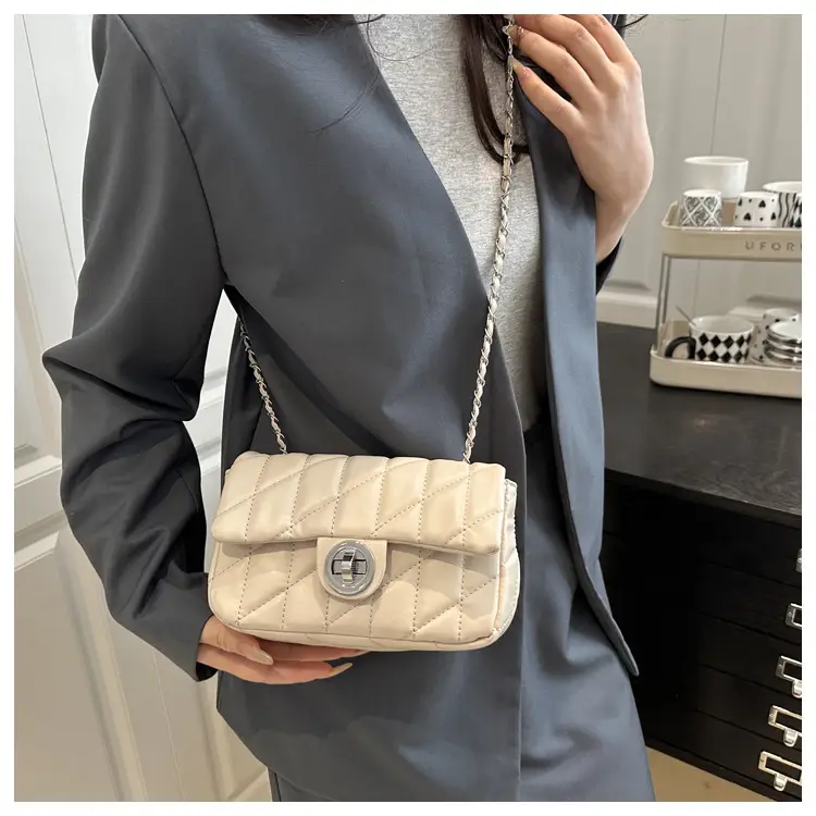 White Quilted Chain Shoulder Bag for Women — feature 9