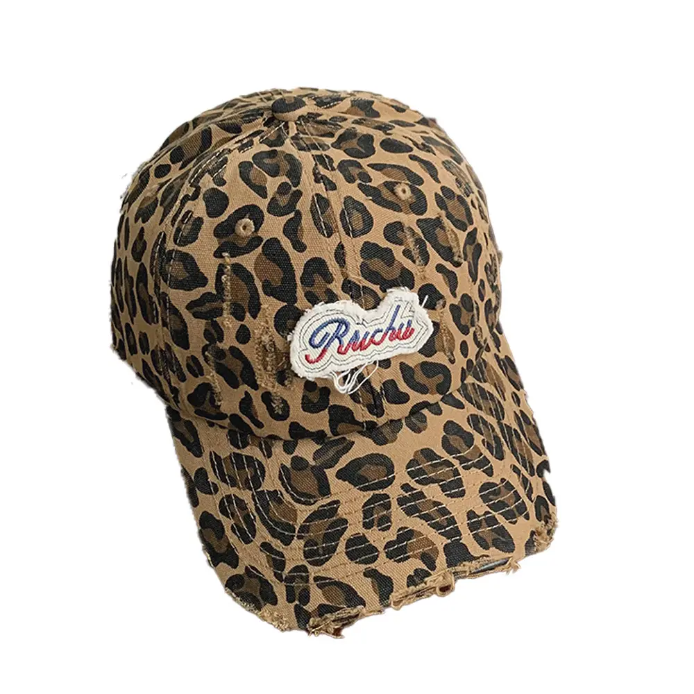 Leopard Print Wide Brim Cap Women's Rashed Baseball