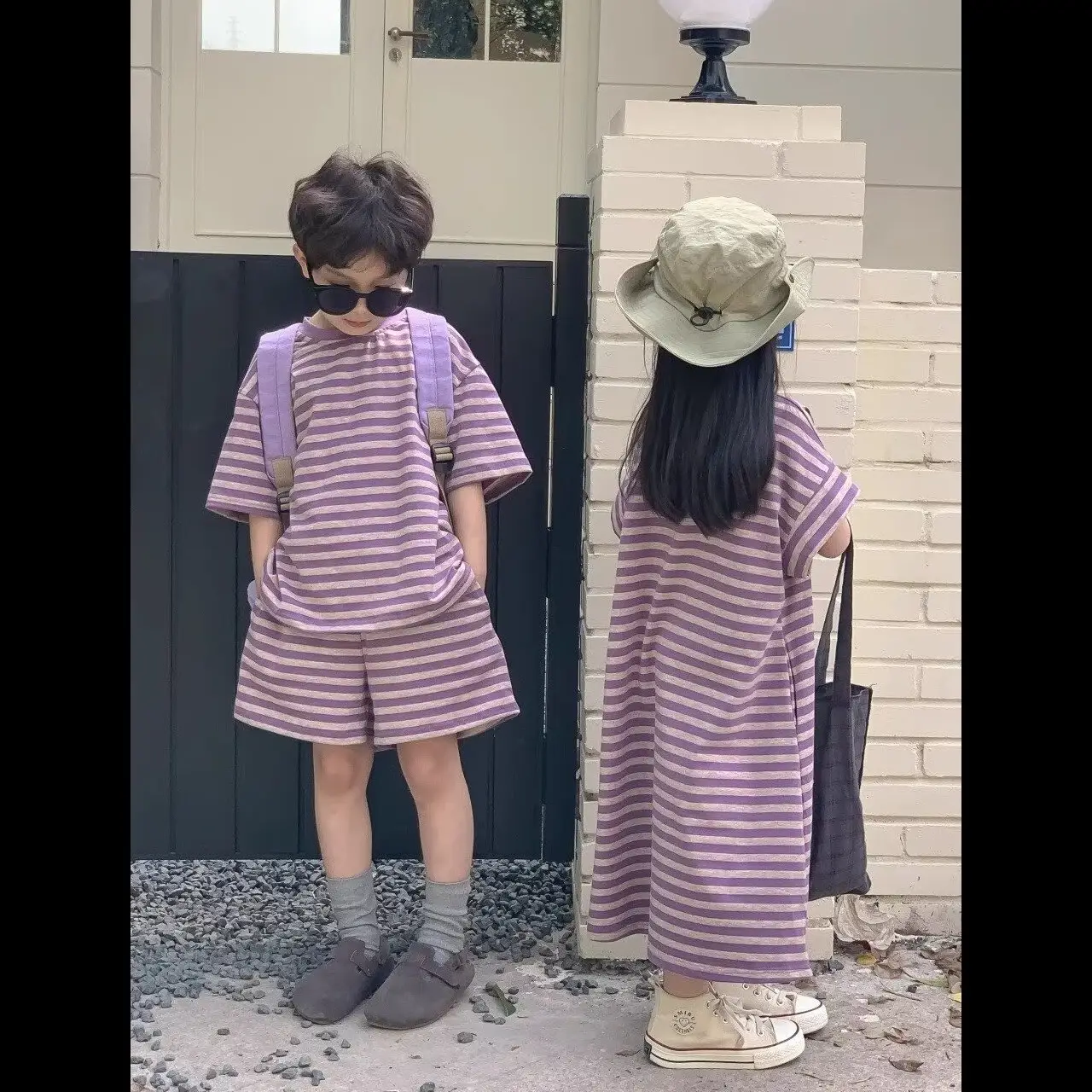 Children Striped 2-Piece Suit Purple 80-140 - Image 4