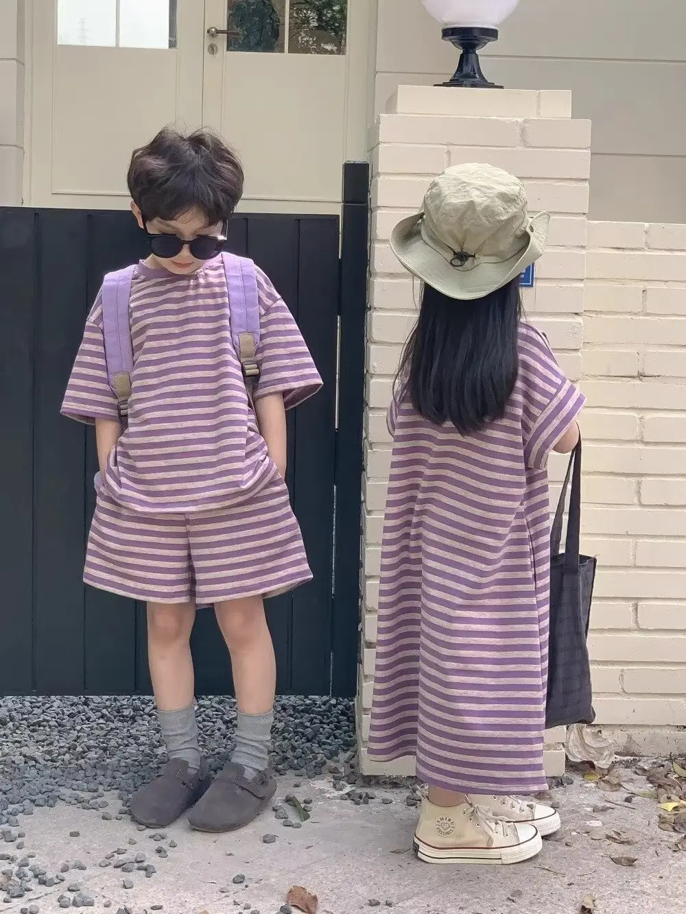 Children Striped 2-Piece Suit Purple 80-140 — feature 10