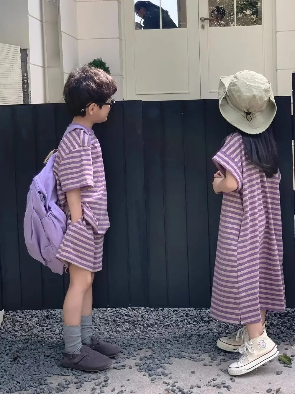 Children Striped 2-Piece Suit Purple 80-140 — feature 11