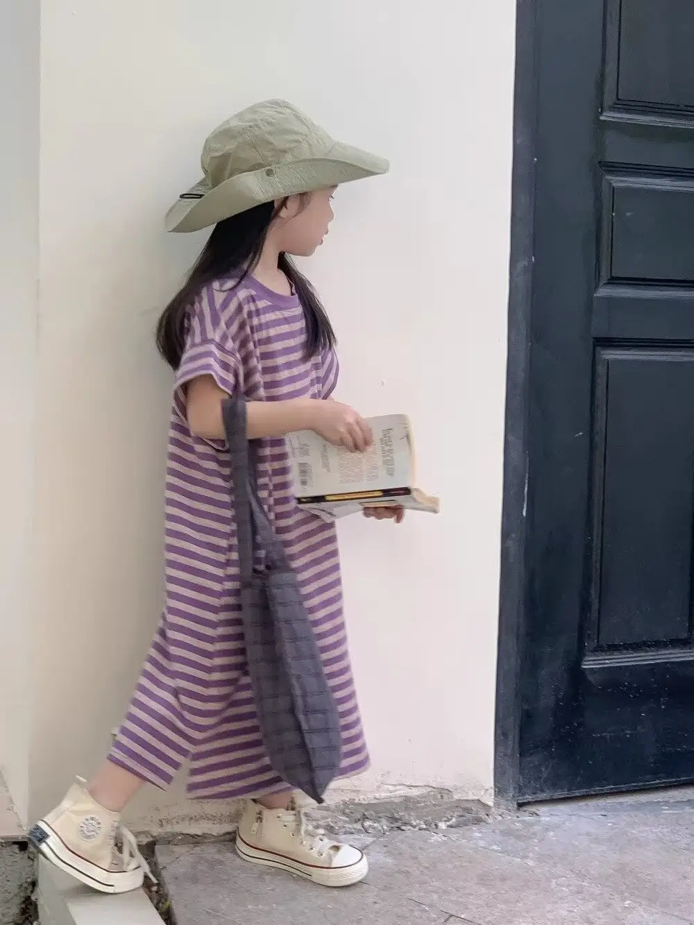 Children Striped 2-Piece Suit Purple 80-140 — feature 5