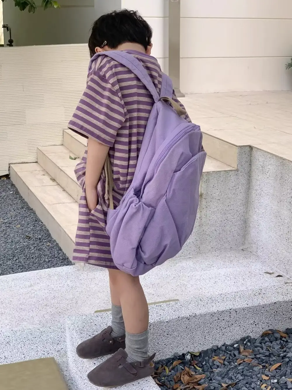 Children Striped 2-Piece Suit Purple 80-140 — feature 6