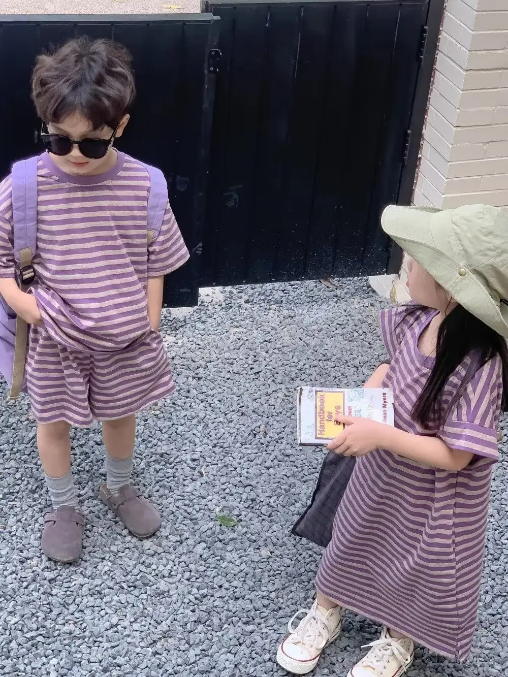 Children Striped 2-Piece Suit Purple 80-140 — feature 9
