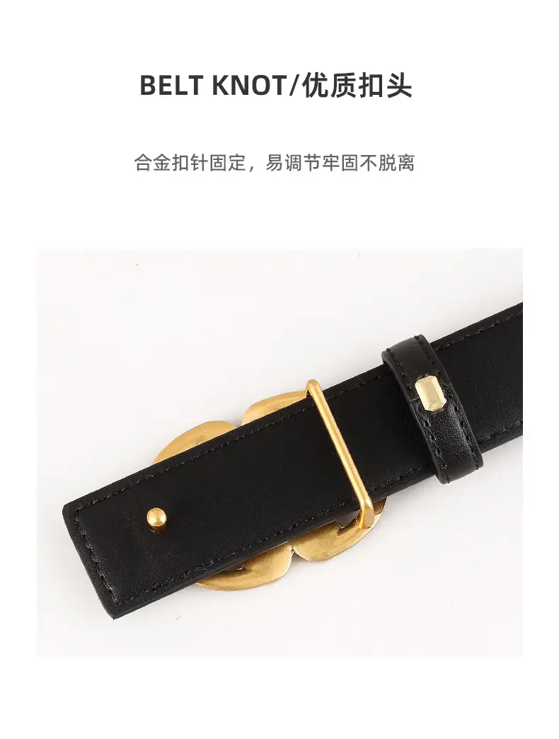 Women's Vintage Heart Belt with Gold Plated Buckle Brown — feature 17