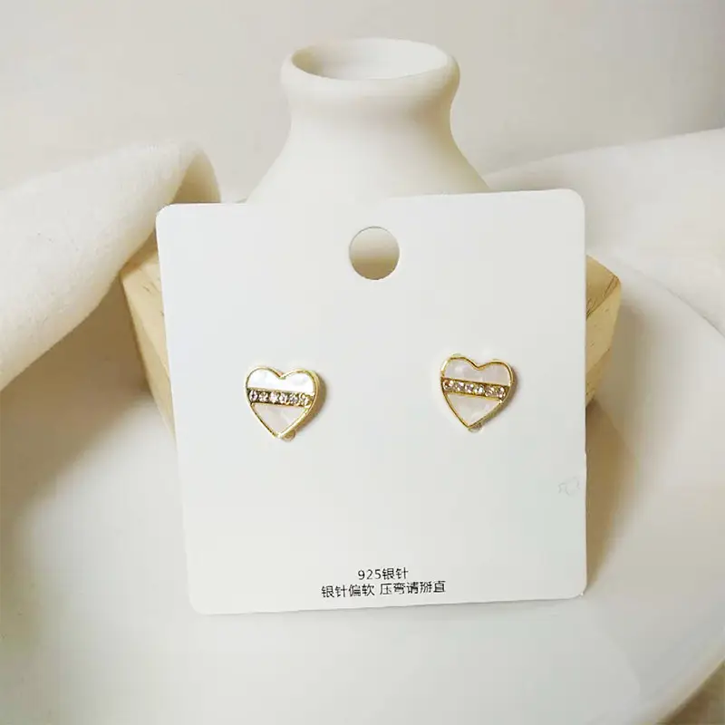 S925 Gold Heart Diamond Earrings for Women - Image 5