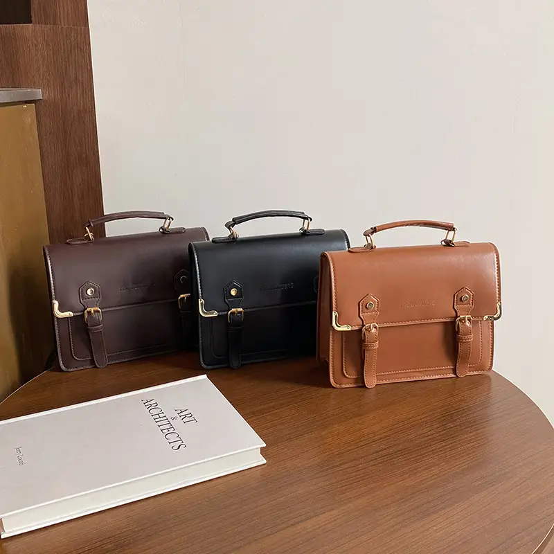 Women's Vintage British Style Shoulder Bag Brown Leather 2025 - Image 7