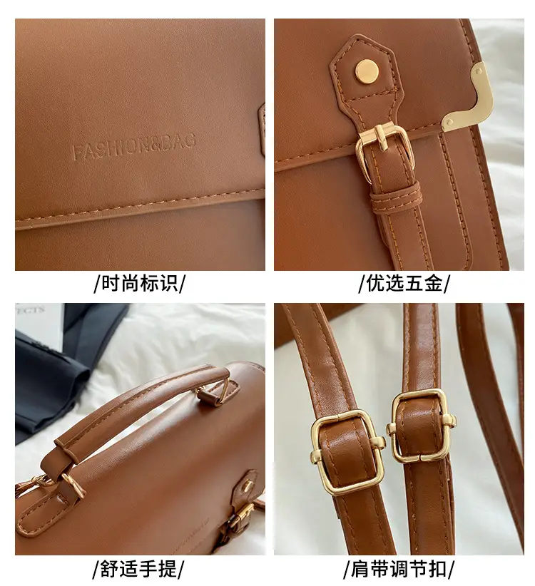 Women's Vintage British Style Shoulder Bag Brown Leather 2025 — feature 4