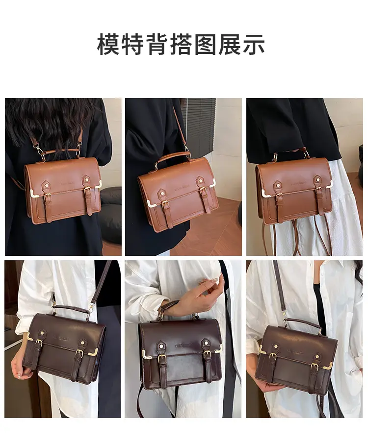 Women's Vintage British Style Shoulder Bag Brown Leather 2025 — feature 6