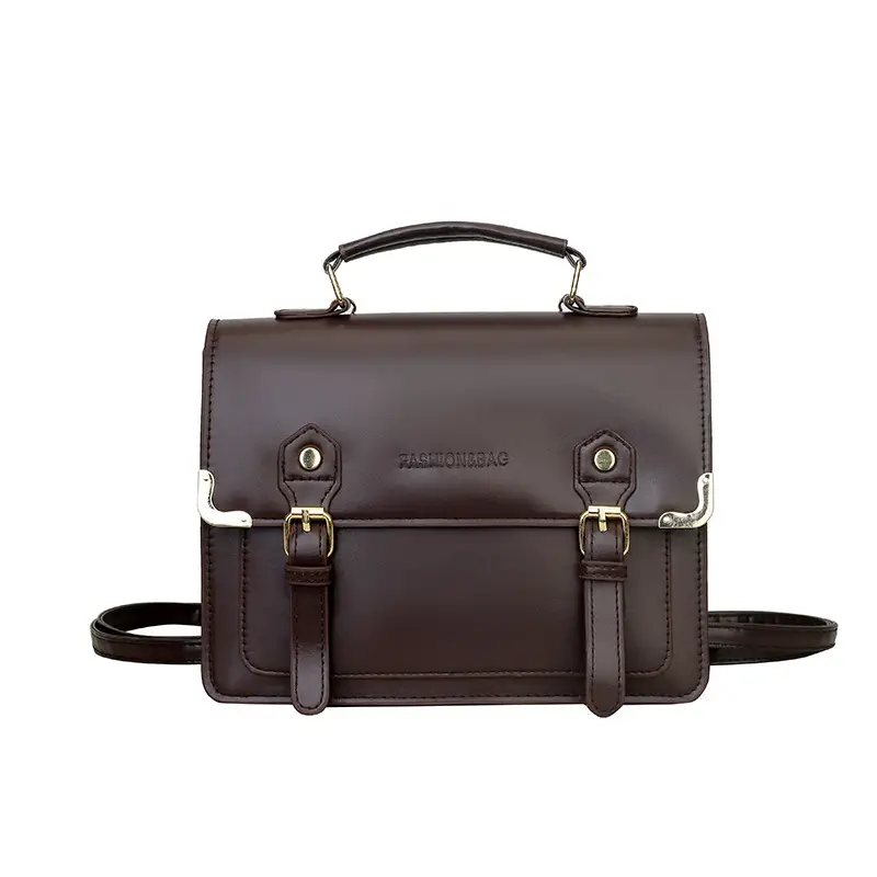 Women's Vintage British Style Shoulder Bag Brown Leather 2025 - Image 2