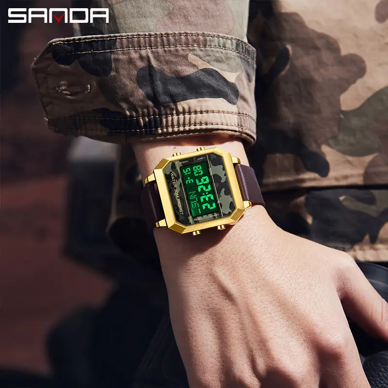 Sanda Men's Red Digital Watch Waterproof Multi-Functional Sports Wear - Image 8
