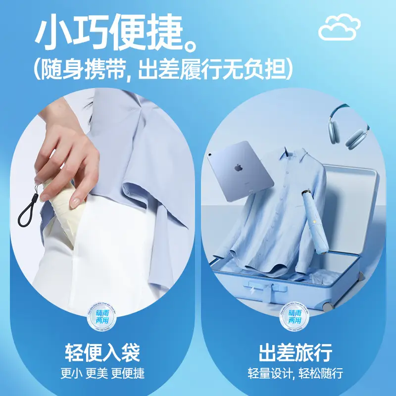 Ultra-Light Portable Vinyl Sun Protection Umbrella White - Image 27
