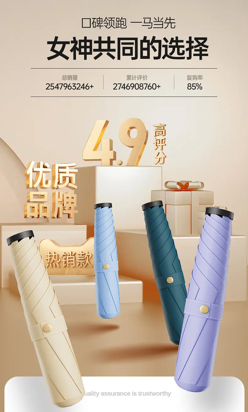 Ultra-Light Portable Vinyl Sun Protection Umbrella White — feature 1