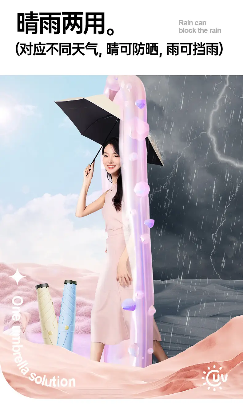 Ultra-Light Portable Vinyl Sun Protection Umbrella White — feature 12