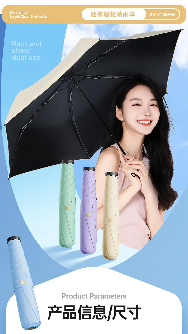Ultra-Light Portable Vinyl Sun Protection Umbrella White — feature 18