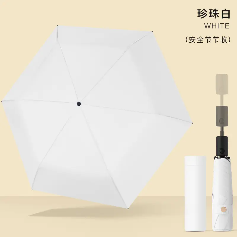 Ultra-Light Portable Vinyl Sun Protection Umbrella White - Image 17