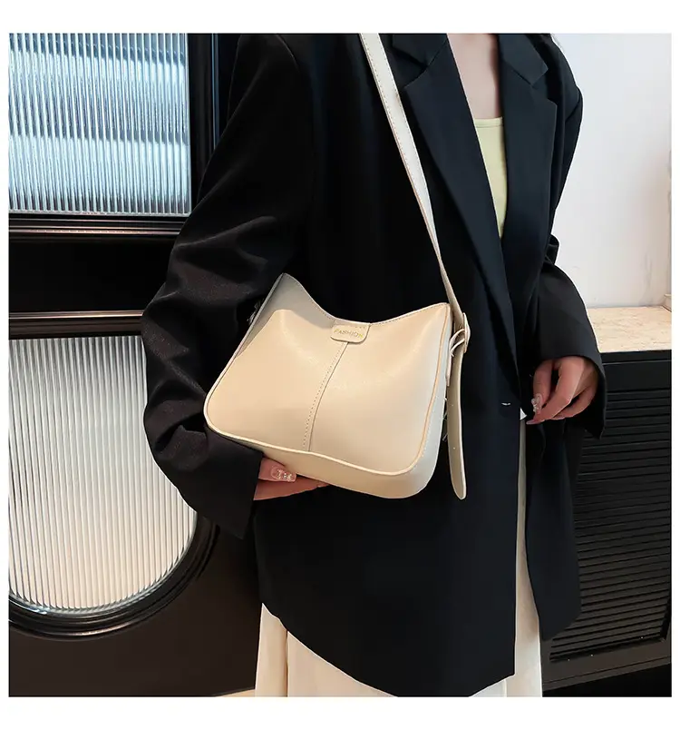 White Beanbag Shoulder Bag with Cute Pom Pom Charm — feature 14