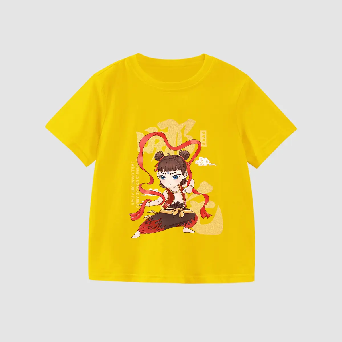 Kids Anime Print Yellow T-Shirt 2025 Summer - Image 13